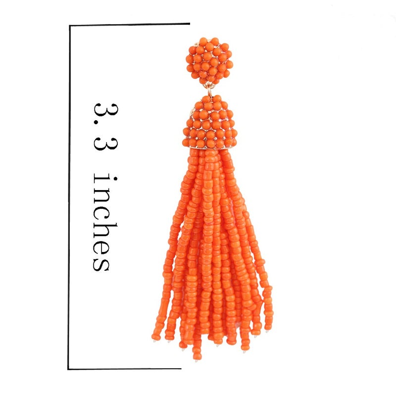 NLCAC Halloween Earrings Women's Beaded Tassel Earrings Long Fringe Drop Earrings Dangle Halloween Costume Jewelry(orange) - Image 3